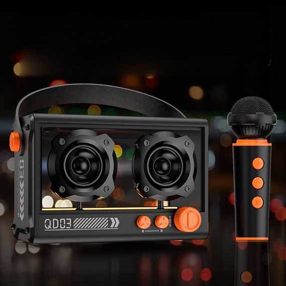 Bluetooth колонка QD03 Transparent з мікрофоном 20W Black | Зображення 3