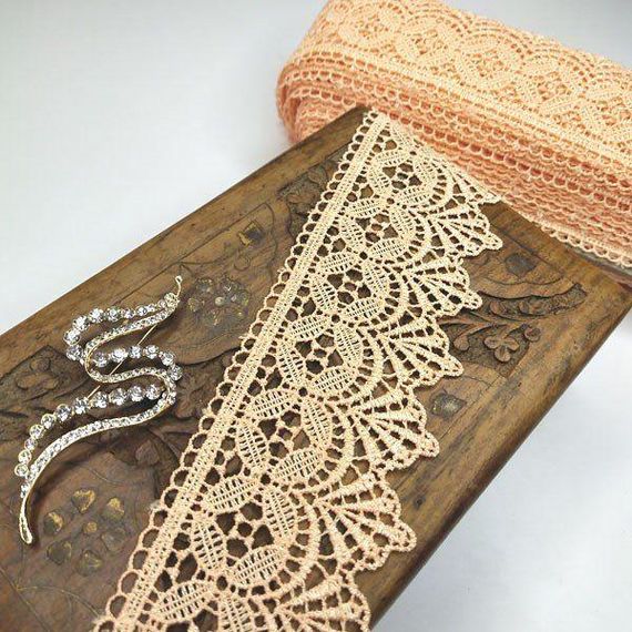 (1 метр) Мереживо макраме  6 см колір - персиковий (28м-Y10494-4)