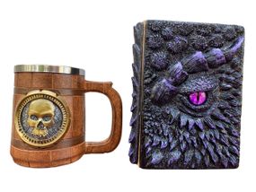 Подарунковий набір Кухоль 3D Череп Gold Rose та Блокнот 3D «Око Ілюзій»