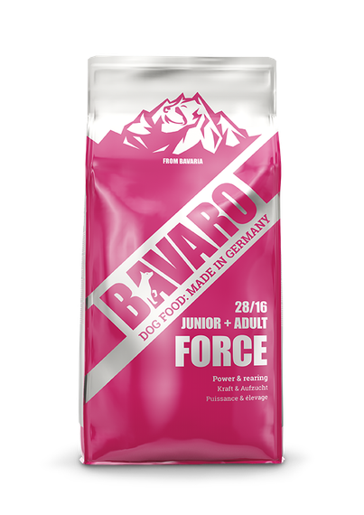 BAVARO FORCE 28/16 ADULT+JUNIOR. Йозера баваро форс 28/16 єдул+джуніор для робочих собак та цуценят 18 кг