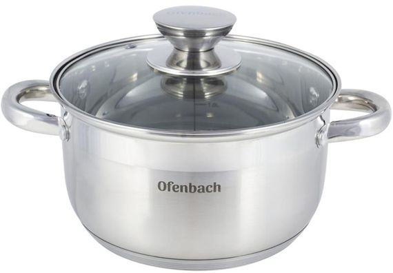 Каструля Ofenbach Casserole з нержавіючої сталі 3400мл зі скляною кришкою