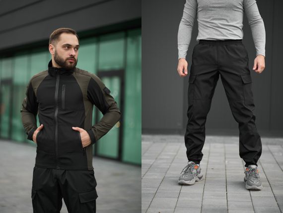 Костюм чоловічий Intruder: куртка soft shell light "iForce" хакі + штани "Hope" чорні