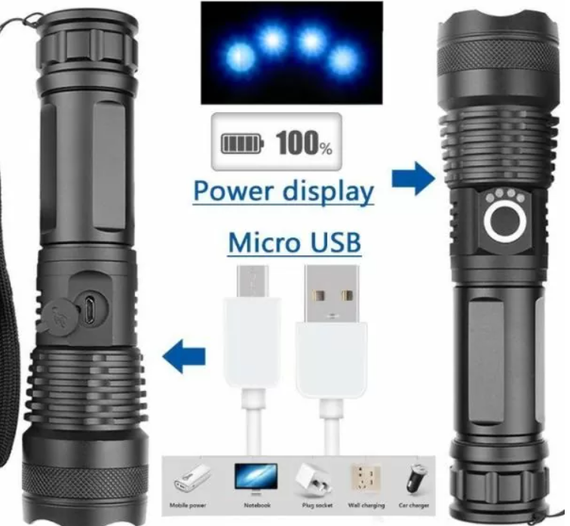 Тактический светодиодный сверхмощный фонарь P55-HP50 CREE XHP50 с microusb ручной аккумуляторный | Зображення 2