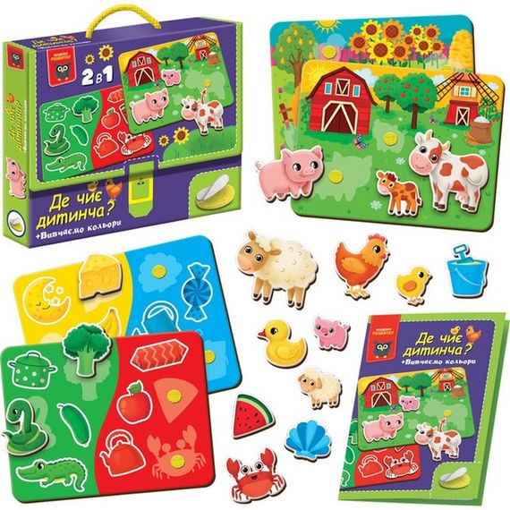 Детская развивающая игрушка "Где чей детеныш? Изучаем цвета" VT1310-05 с липучками | Зображення 2