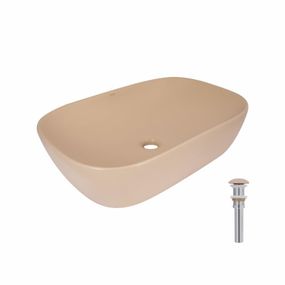 Раковина накладная Qtap Robin 600x390x150 мм, Beige, прямоугольная, с донным клапаном QTROB188SB49787
