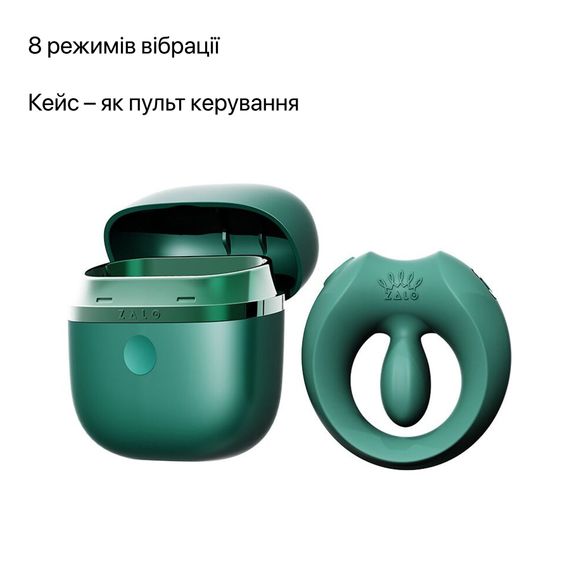Ерекційне смарт-віброкільце Zalo Apis Turquoise Green, до 4 годин роботи, зарядний кейс | Зображення 4