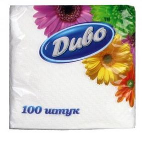 Салфетки столовые Диво 1-слойные белые 100 шт (сп.дв24х25/100) - Топ Продаж!