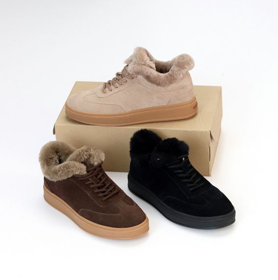 Класні Чорні зимові кросівки натуральна замша опушка цигейка | Зображення 9