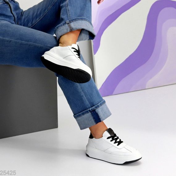 Молодежные белые кроссовки натуральная кожа с перфорацией | Зображення 4