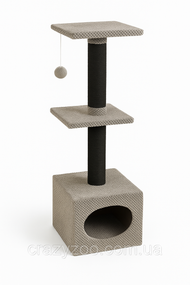 Кігтеточка для котів PolyPet будинок квадратний двоповерховий сірий 36x36x106 см КРД/0156-20