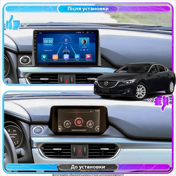 Штатная магнитола Lesko для Mazda 6 III (GJ) Рестайлинг 2 2018-н.в. экран 9" 2/32Gb 4G Wi-Fi GPS Top | Зображення 2