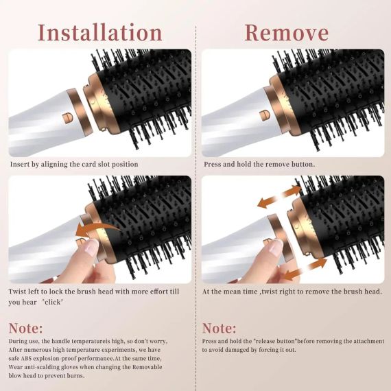 Стайлер для волосся OKWRAP WT-623 6-в-1. Фен-щітка з насадками, автоматична укладка, плойка, об’єм і сушка | Зображення 5