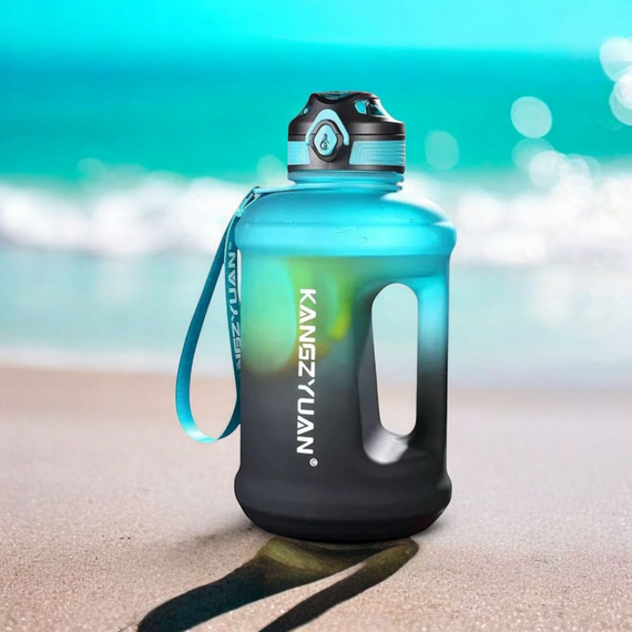 Эко-бутылка KANGZYUAN 1800 мл - Синяя Tritan BPA-free, ударопрочная, спортивная с ручкой и ремешком | Зображення 9