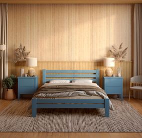 Полуторне дерев'яне ліжко Mebigrand Прем'єра Сіро-синій (S7010R90B) 120х200 см (MBG-2948)