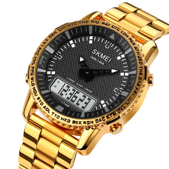 Чоловічий годинник Skmei 1898GDWT Gold-White | Зображення 1