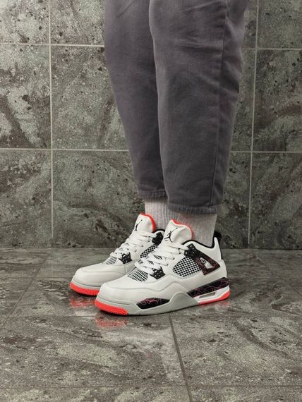 Кросівки Nike Air Jordan 4 Retro (white gray orange) | Зображення 1