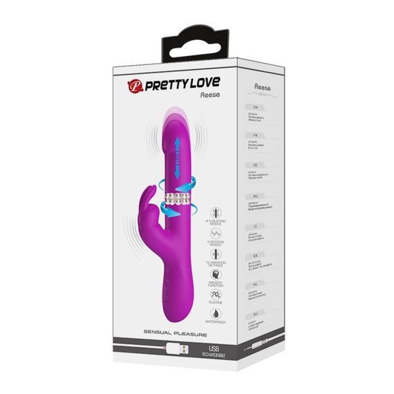Вібратор-кролик з ротацією та фрикціями Pretty Love REESE фуксія, 24.8 х 3.6 см sexstyle | Зображення 7