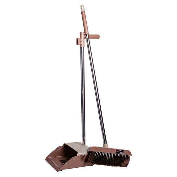 Набір віник та совок на довгій ручці для підлоги 27×25×103 (см) щітка віник для прибирання Сірий HP-35015-11G | Зображення 4