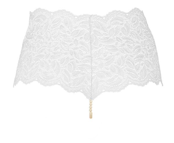 Кружевные трусики с высокой талией и ниткой из жемчуга Bracli Culotte, Белый, Свадебное бельё, M, M | Зображення 1
