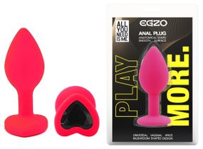 Силиконовая анальная пробка EGZO - Silicone Pink Heart Plug Black, size S Sex Aura
