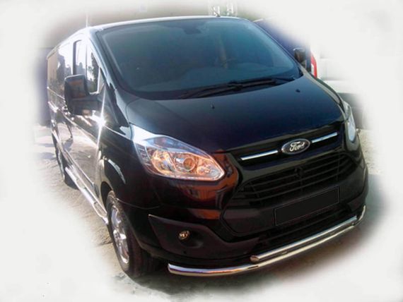 Передній захист ST014 (нерж.) 60/60 мм для Ford Custom 2013-2024 рр