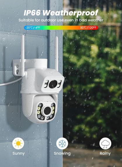 Камера відеоспостереження ANBIUX зовнішня поворотна розумна WiFi, два об’єкти, автотрекінг, кольорове нічне бачення, Alexa | Зображення 6