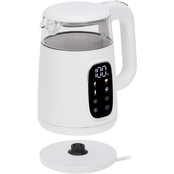 Електрочайник Adler AD 1305 white silver 1850-2200Вт/ 1.7л/ скло/ встановлення температури/ | Зображення 4
