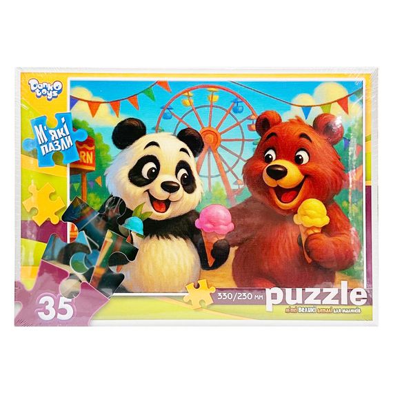 Детские мягкие пазлы "Мишки в парке развлечений" S35-11-15, 35 элементов