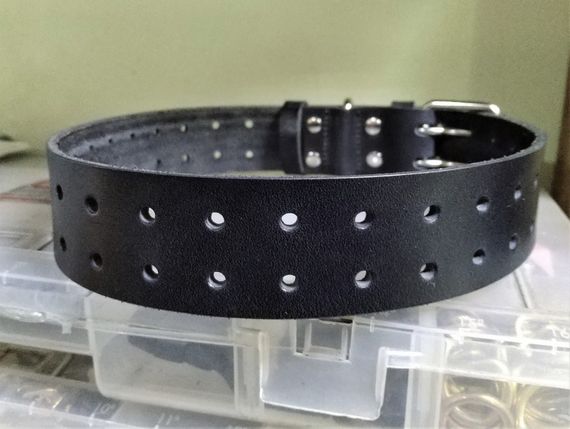 Крепкий надежный ошейник из натуральной кожи "Lockdog" черный | Зображення 2