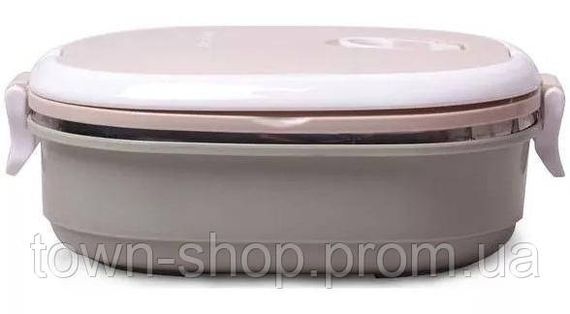 Ланч-бокс Kamille Food Box 700мл, 20х14.5х7.5см, бежевый с оливковым KM-2124