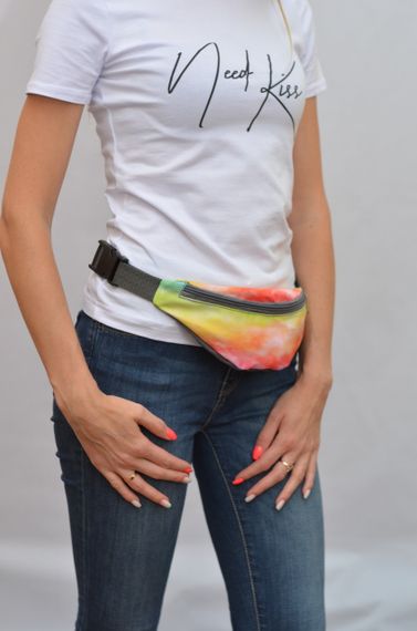 Сумка поясна бананка 4Profi Міні з принтом Тай-Дай з одним відділенням 20364 | Зображення 2