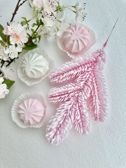 Гілочка хвойна лита Lux Marshmallow Pink рожева засніжена 33 см | ТМ HVOYA (150 шт.) | Зображення 7