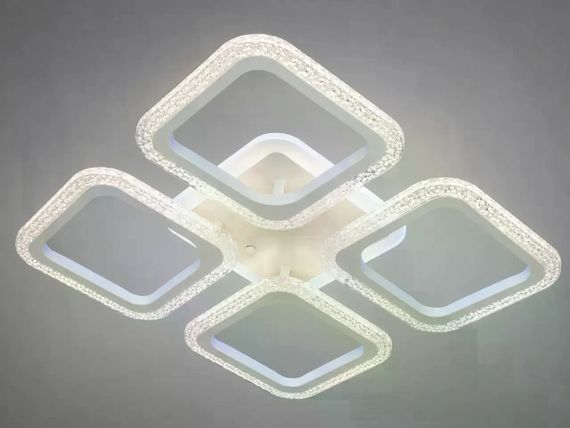 Белая потолочная светодиодная люстра X-594 с пультом • LED-люстра квадраты для спальни, гостиной, кухни и современного интерьера | Зображення 5