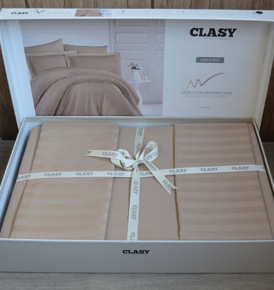 Постельное белье Clasy Stripe Satin 160х220 A.Kahve | Зображення 1