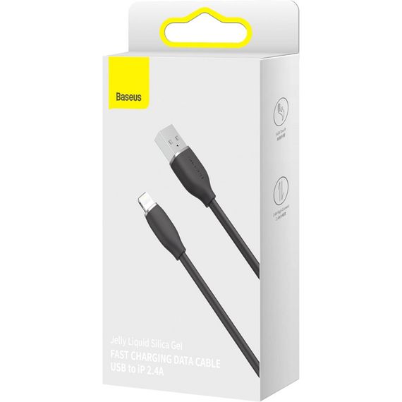 Дата кабель USB 2.0 AM to Lightning 2.0m 2.4A Jelly Liquid Silica Gel Black Baseus (CAGD000101) | Зображення 3