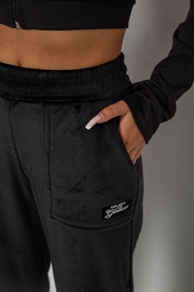 Спортивные штаны велюровые женские на флисе, цвет черный, 238R58649 | Зображення 4