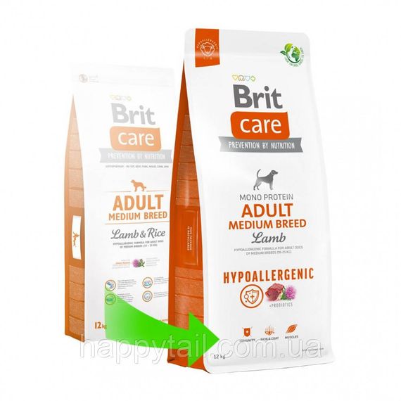 Гипоаллергенный корм Brit Care Dog Hypoallergenic Adult Medium Breed (ягненок и рис), 12 кг | Зображення 1