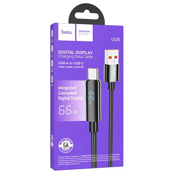 Дата кабель Hoco U125 Benefit 5A USB to Type-C with display (1.2m) | Зображення 5