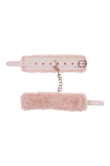 Наручники с мехом Sex & Mischief Peaches'n CreaMe с металлической фурнитурой, розовые sexstyle | Зображення 4