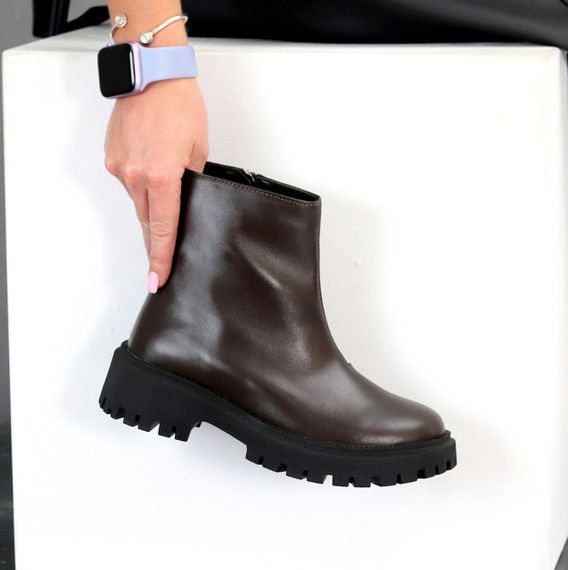 Практичні універсальні шкіряні черевики на флісі колір Шоколад | Зображення 1