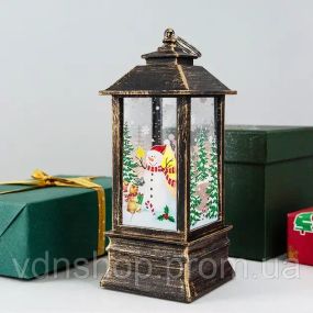 Музыкальный металлический новогодний фонарик-светильник h=28 см