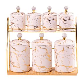 Набор для сыпучих продуктов на металической подставке 7 предметов по 300 мл и 700 мл HP-1215