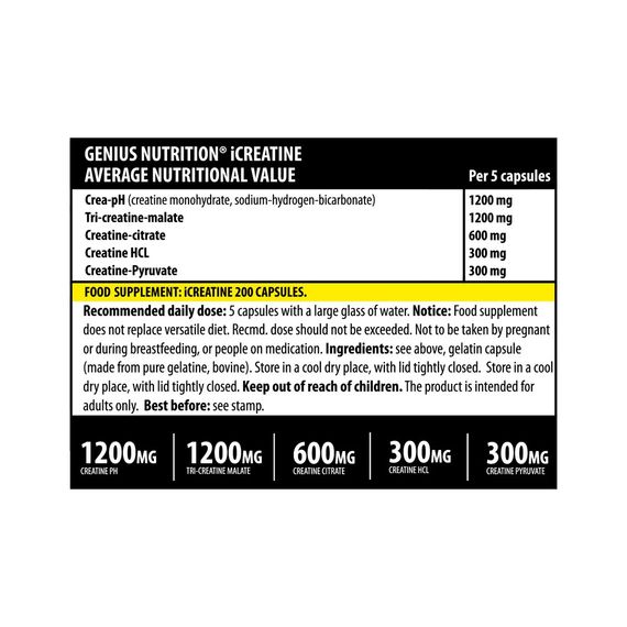 Креатин Genius Nutrition Creatine 200caps | Зображення 1