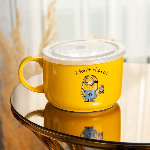 Миска керамическая с пластиковой крышкой, 900 мл, для супа и лапши | Зображення 5