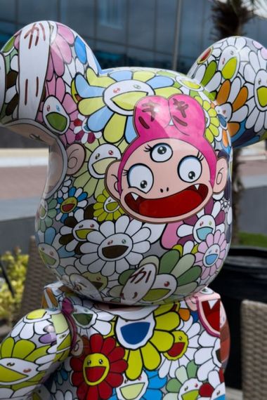 Фигурка  Bearbrick Takashi Murakami Smile Medicom Toy дизайнерська статуетка ведмідь Беарбрік 70 см mb044 різнокольорова | Зображення 2