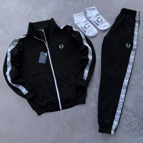 Костюм Fred Perry Батал чорний (великі розміри) унісекс кофта-штани та 2 пари шкарпеток у подарунок