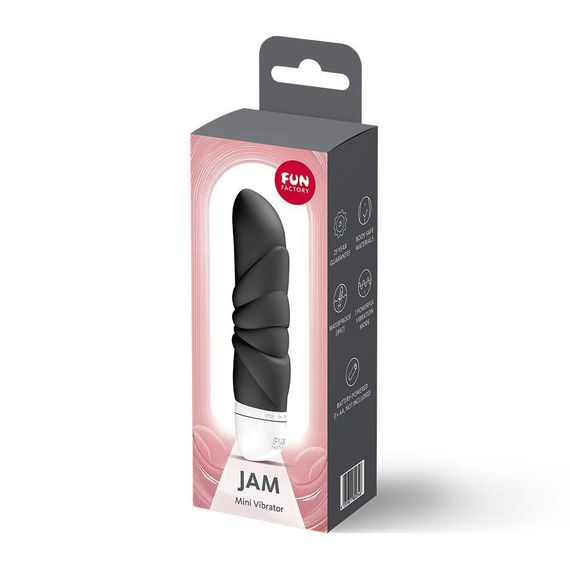 Мини-вибратор Fun Factory JAM Black, подходит для клитора, рельефный Sex Aura | Зображення 3