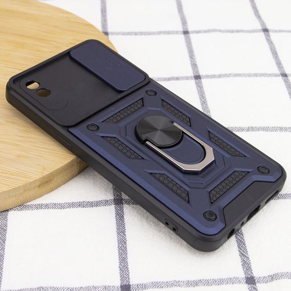 Ударостійкий чохол Camshield Serge Ring для Xiaomi Redmi 9A TPU+PC, Шторка на камеру, Синій | Зображення 1