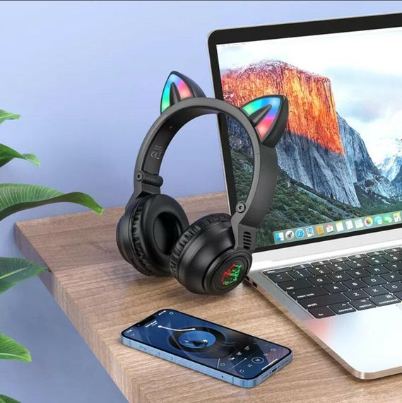 Бездротові навушники BOROFONE BO18 Cat ear BT headphones Black | Зображення 2
