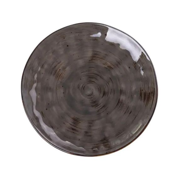 Тарелка сервировочная круглая фарфоровая 22 см коричневая HP23394